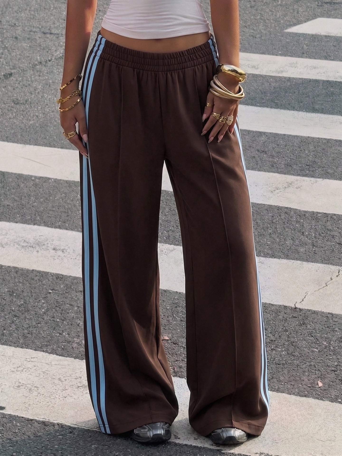 Y2K Retro High-Waist Elastic Waist Drapey Casual Pants