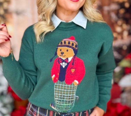 Women's Tree & Star Print Crewneck Sweatshirt