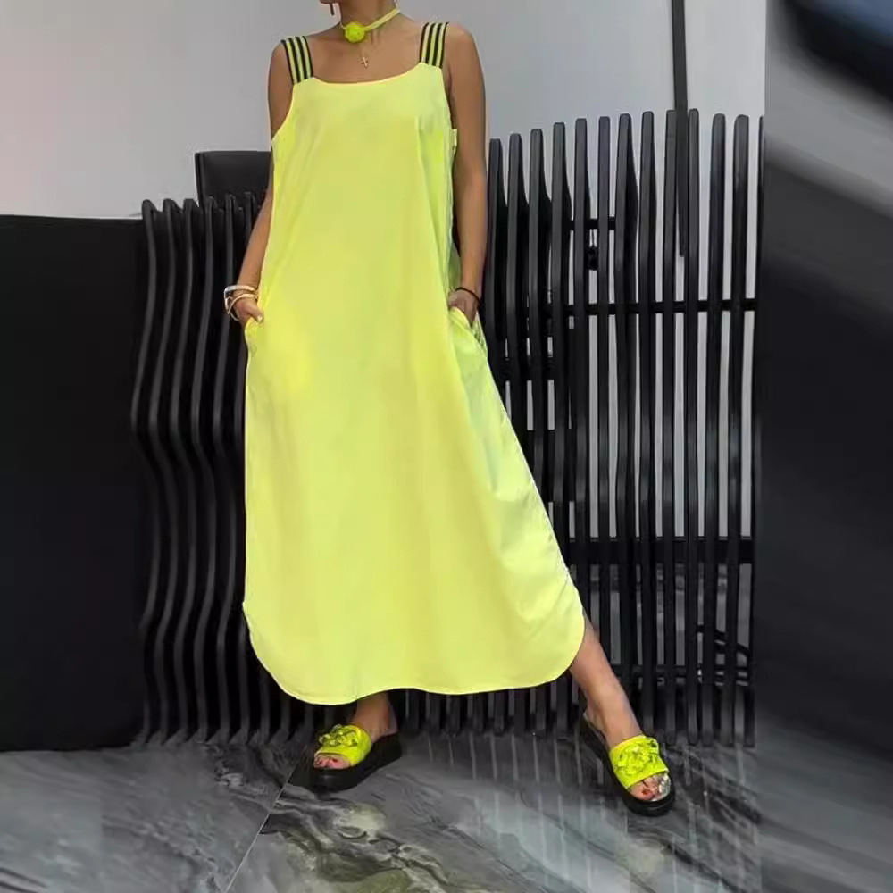 Women's Sleeveless Suspender Dress Summer Loose Casual Long Dress