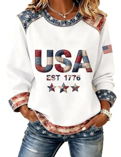 Women's USA Flag Star Print Sweatshirt