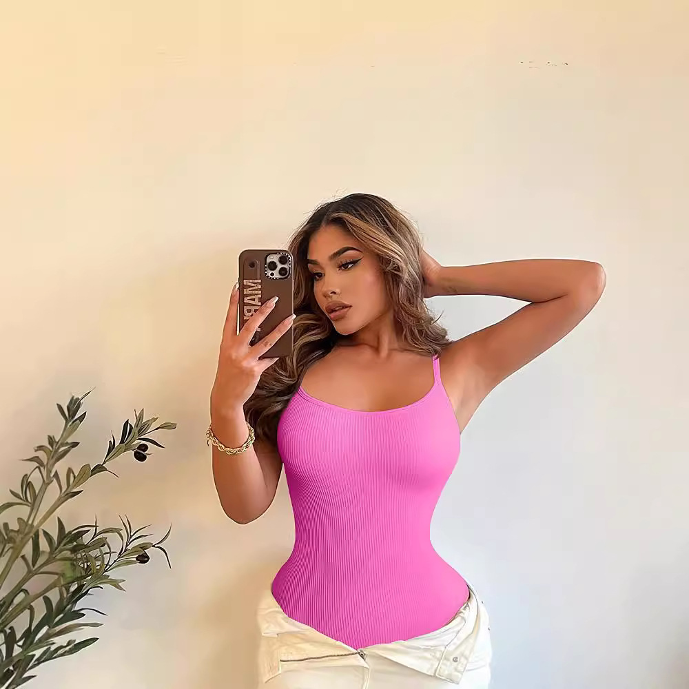 Women's Ribbed Sleeveless Spaghetti Strap Bodysuit