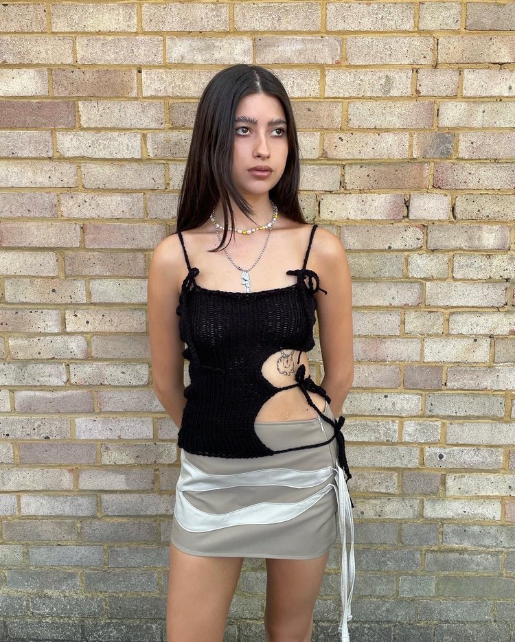 Women's Summer Lace-Up Cutout Cami Knit Top