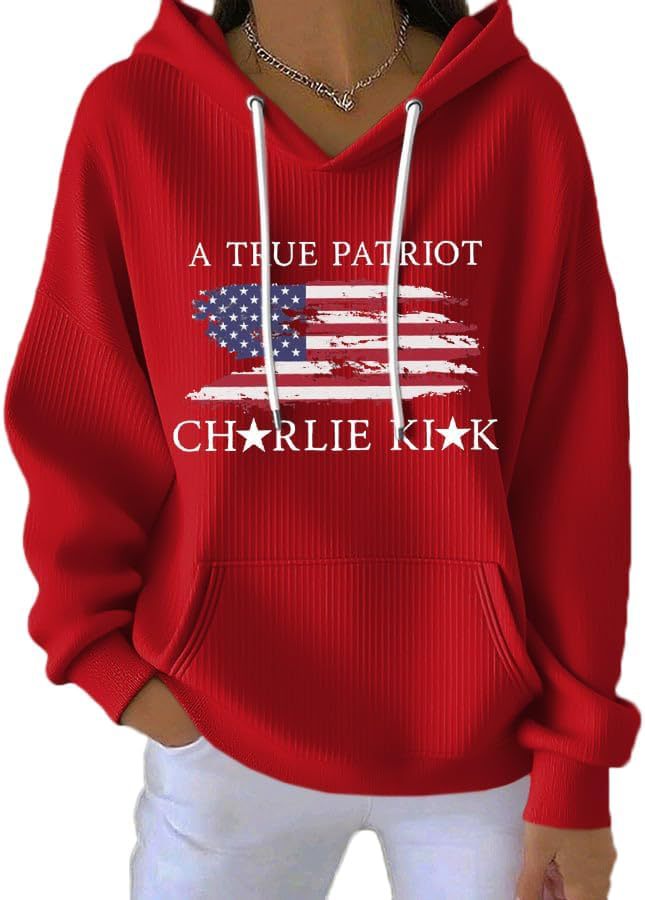 Women's Striped Hooded Long-Sleeve Sweatshirt with Cartoon Digital Print