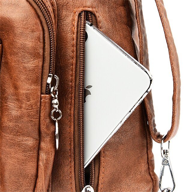 Women's Vintage-Style Brown Faux Leather Hobo Bag - Multi-Pocket Shoulder Bag for Everyday Use