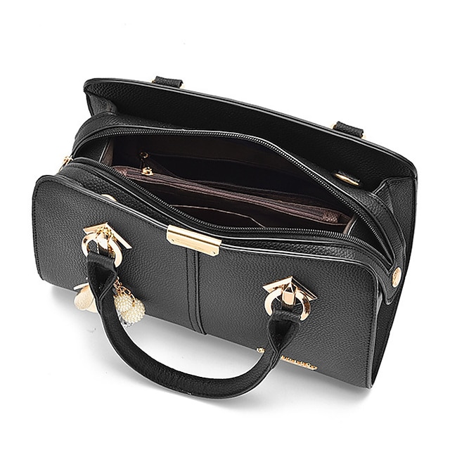 Women's Elegant Blue Handbag with Removable Strap and Stylish Charm Decoration - Perfect for Office and Casual Use