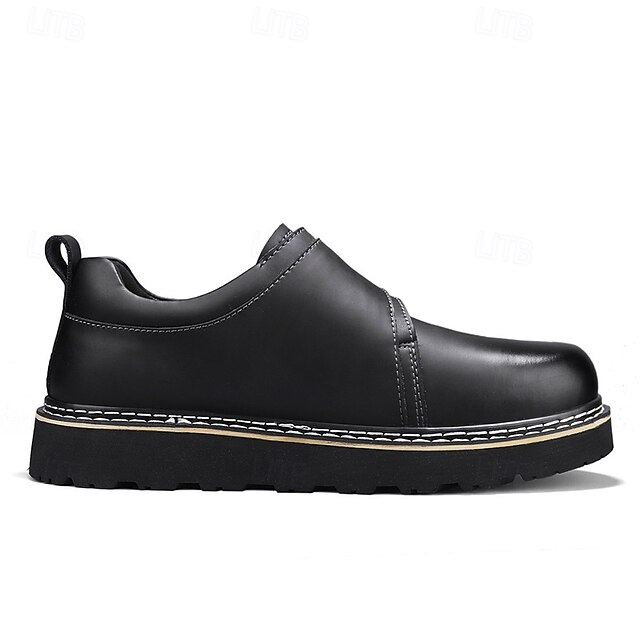 Men's Brown Casual Work Shoes – Durable Non-Slip Sole, Easy Twist Lock Closure, Comfortable Low-Top Design for Daily Wear, Office, and Outdoor Activities