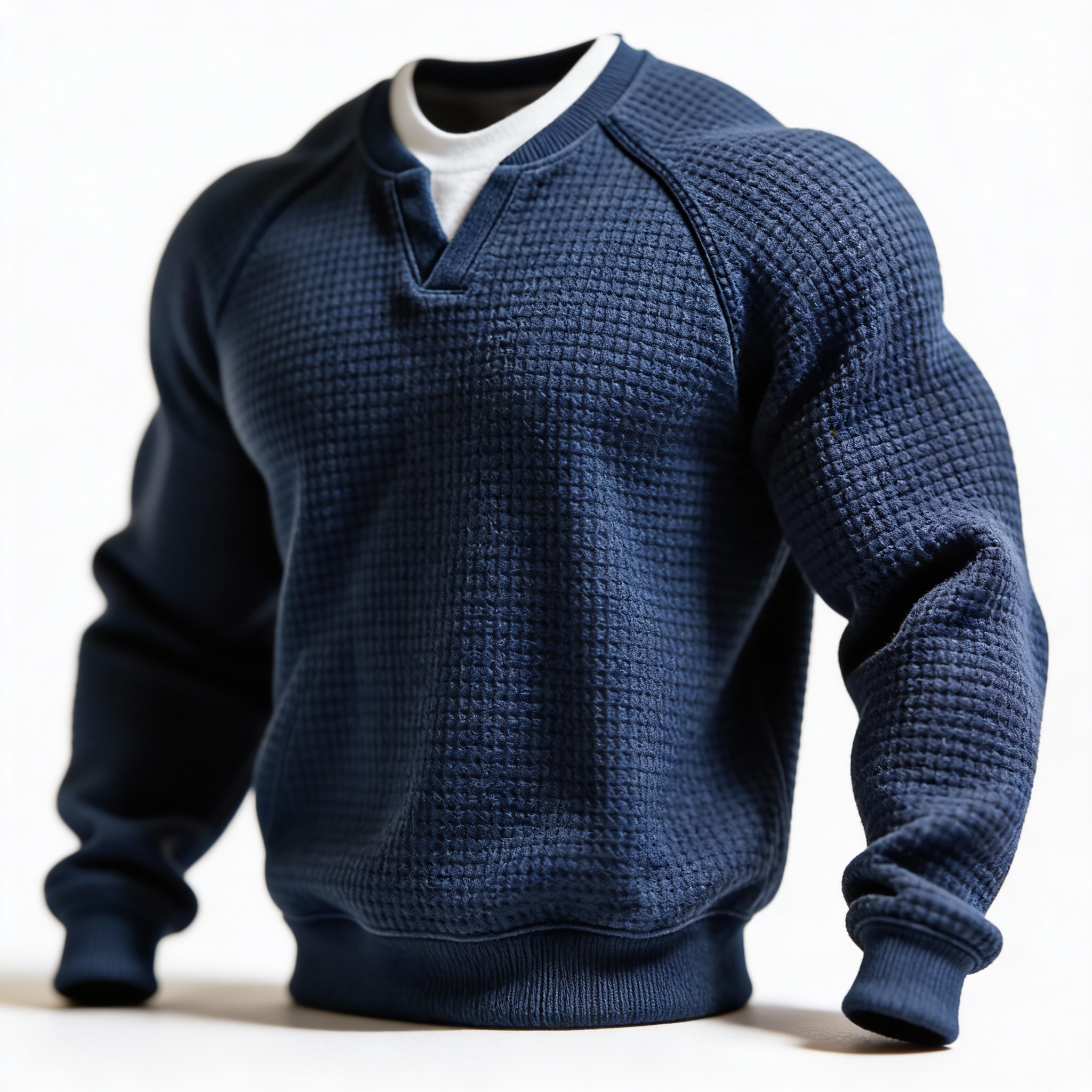 Detail of the V-neck and collar design