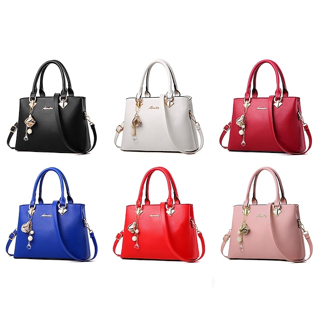 Women's Elegant White Leather Handbag with Gold Hardware and Floral Charm - Stylish Shoulder Bag for Daily Use and Special Occasions