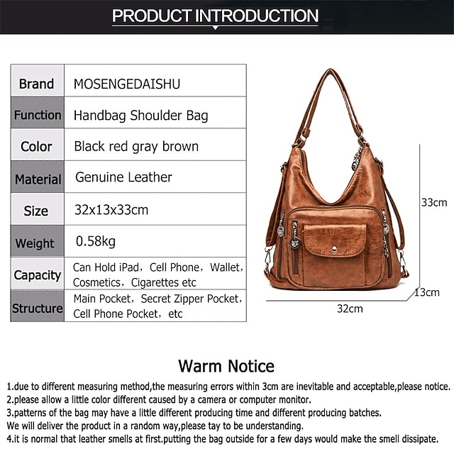Women's Vintage-Style Brown Faux Leather Hobo Bag - Multi-Pocket Shoulder Bag for Everyday Use