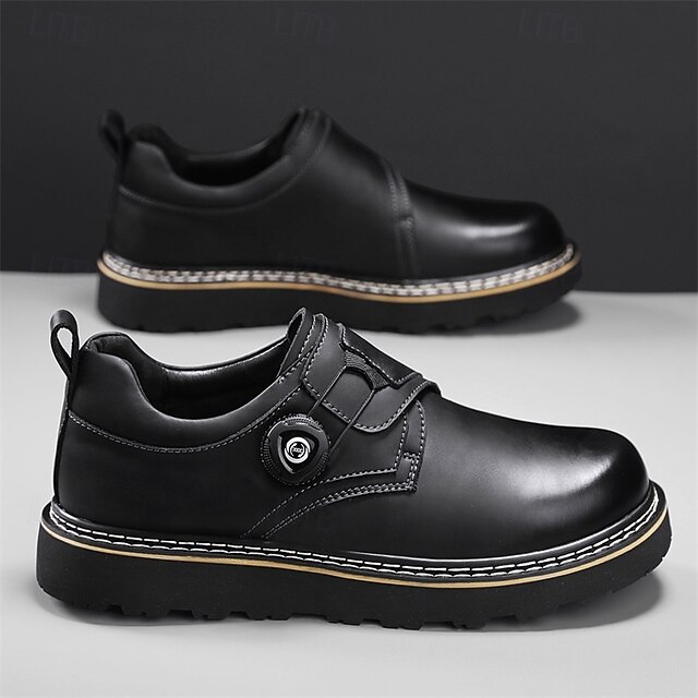 Men's Brown Casual Work Shoes – Durable Non-Slip Sole, Easy Twist Lock Closure, Comfortable Low-Top Design for Daily Wear, Office, and Outdoor Activities