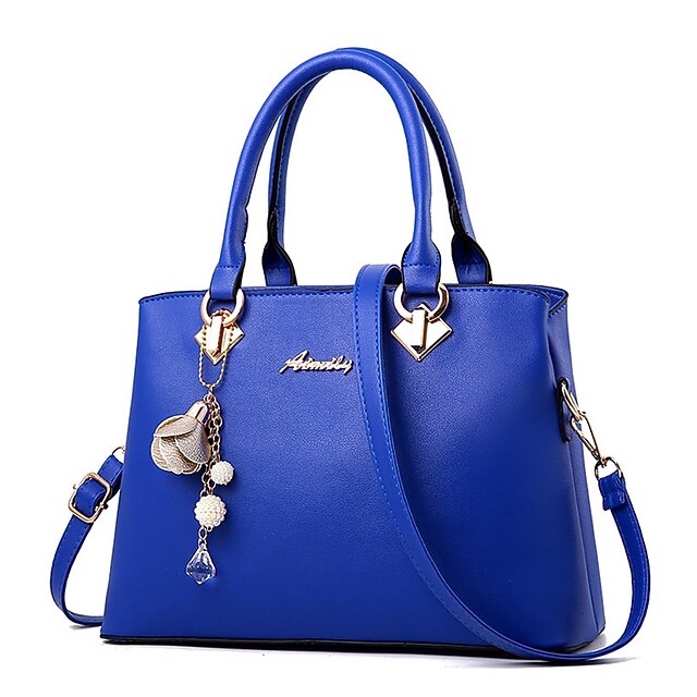Women's Elegant White Leather Handbag with Gold Hardware and Floral Charm - Stylish Shoulder Bag for Daily Use and Special Occasions