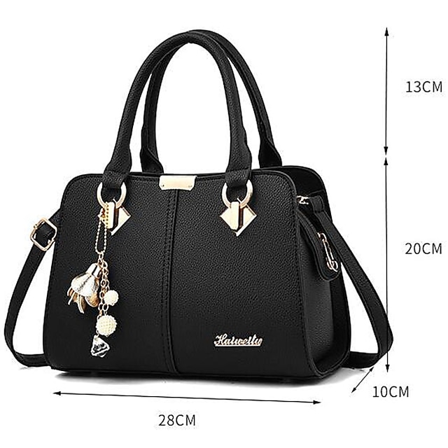 Women's Elegant Blue Handbag with Removable Strap and Stylish Charm Decoration - Perfect for Office and Casual Use