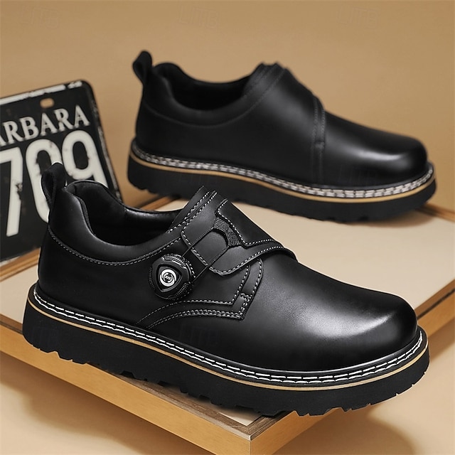Men's Brown Casual Work Shoes – Durable Non-Slip Sole, Easy Twist Lock Closure, Comfortable Low-Top Design for Daily Wear, Office, and Outdoor Activities
