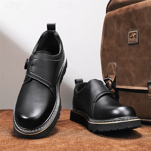Men's Brown Casual Work Shoes – Durable Non-Slip Sole, Easy Twist Lock Closure, Comfortable Low-Top Design for Daily Wear, Office, and Outdoor Activities