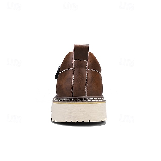 Men's Brown Casual Work Shoes – Durable Non-Slip Sole, Easy Twist Lock Closure, Comfortable Low-Top Design for Daily Wear, Office, and Outdoor Activities