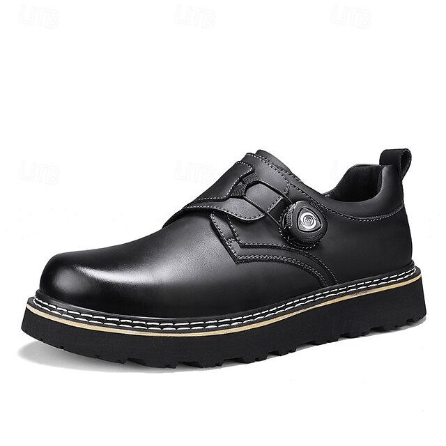 Men's Brown Casual Work Shoes – Durable Non-Slip Sole, Easy Twist Lock Closure, Comfortable Low-Top Design for Daily Wear, Office, and Outdoor Activities