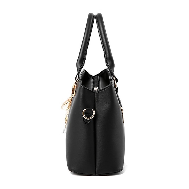 Women's Elegant White Leather Handbag with Gold Hardware and Floral Charm - Stylish Shoulder Bag for Daily Use and Special Occasions