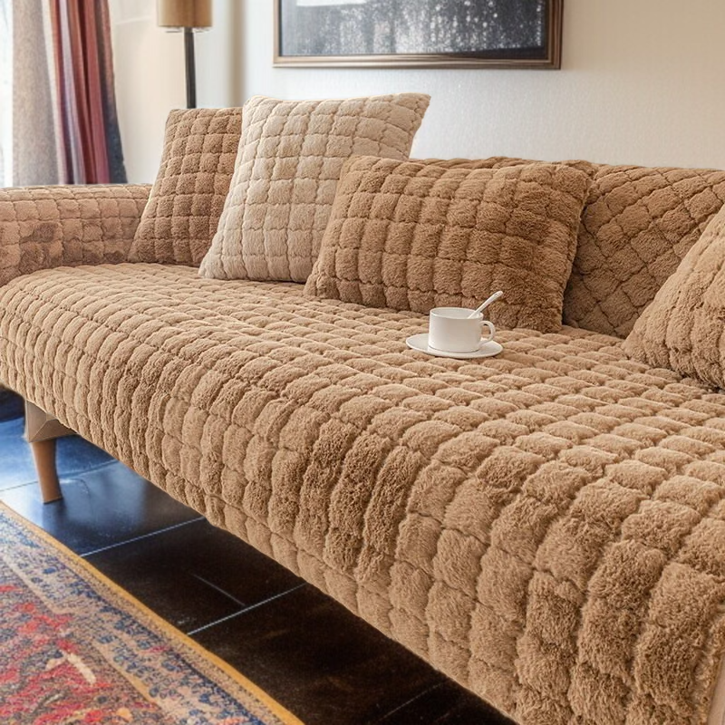 Winter cushion cover protecting sofa from wear