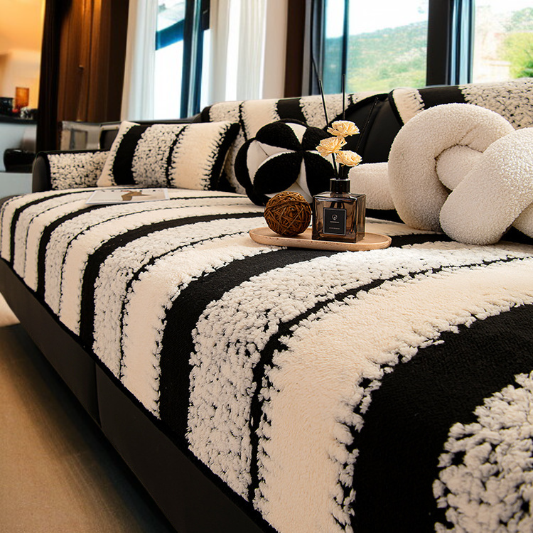 Cotton velvet thickened sofa cushion on modern sofa