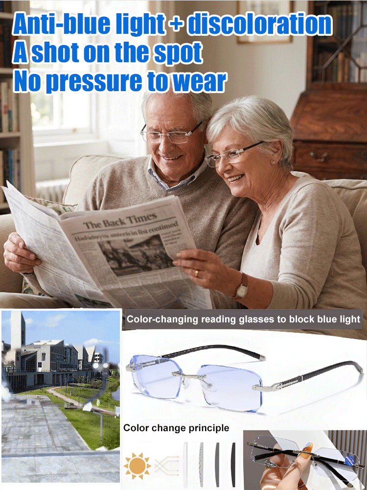 Color-changing anti-blue light reading glasses
