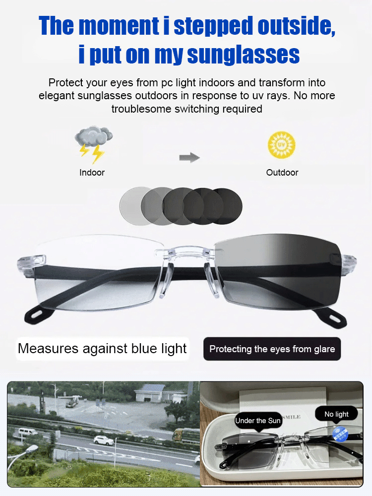 Color-changing anti-blue light reading glasses