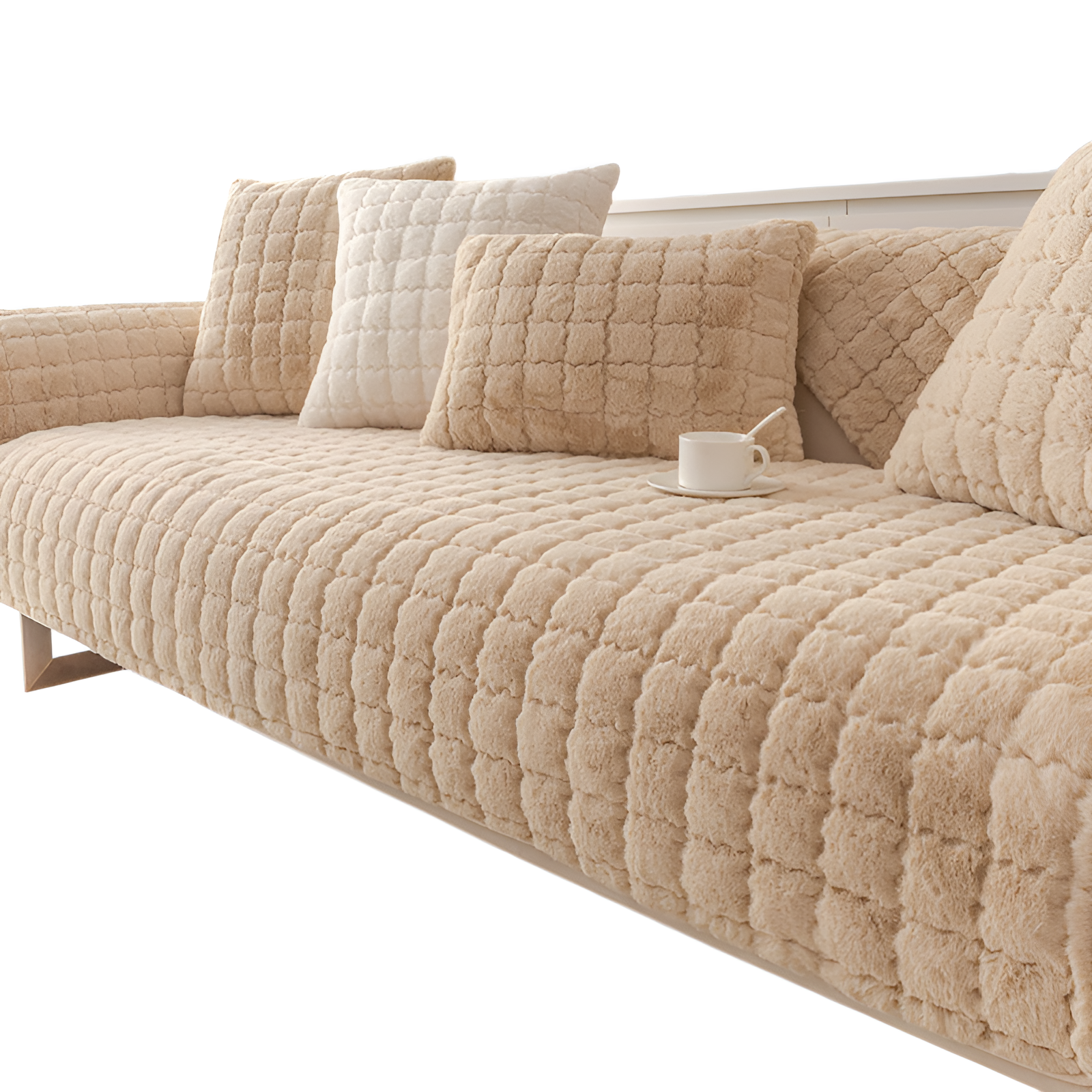 Universal winter cushion cloth cover on a modern sofa