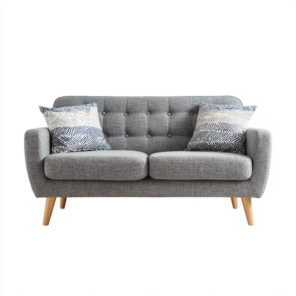 Canapé 2 places Tissu 140x85x75 cm – Gris – Design Moderne