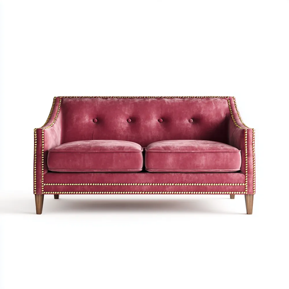 Canapé 2 places en velours 150x85x90 cm - Rose - Style classique