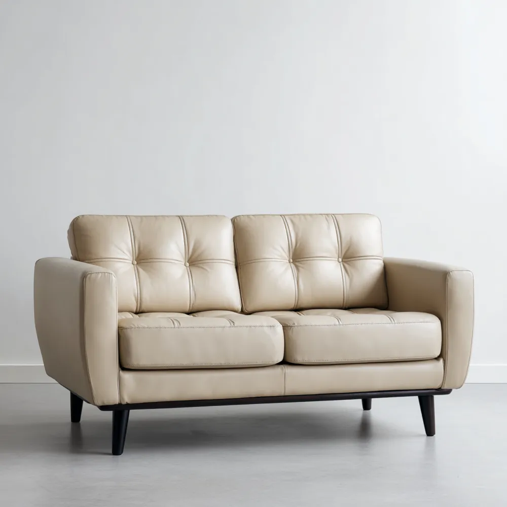 Canapé 2 places cuir 140x85x75 cm – Beige – Design moderne