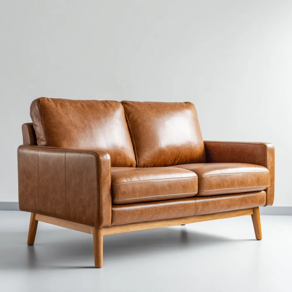 Canapé 2 places Cuir Marron 150x85x75 cm – Style Moderne