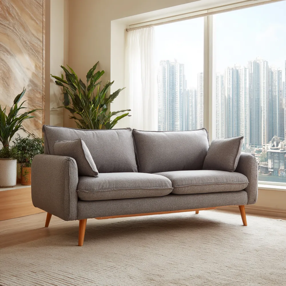 Canapé 2 places tissu 180x85x85 cm - Gris - Design moderne