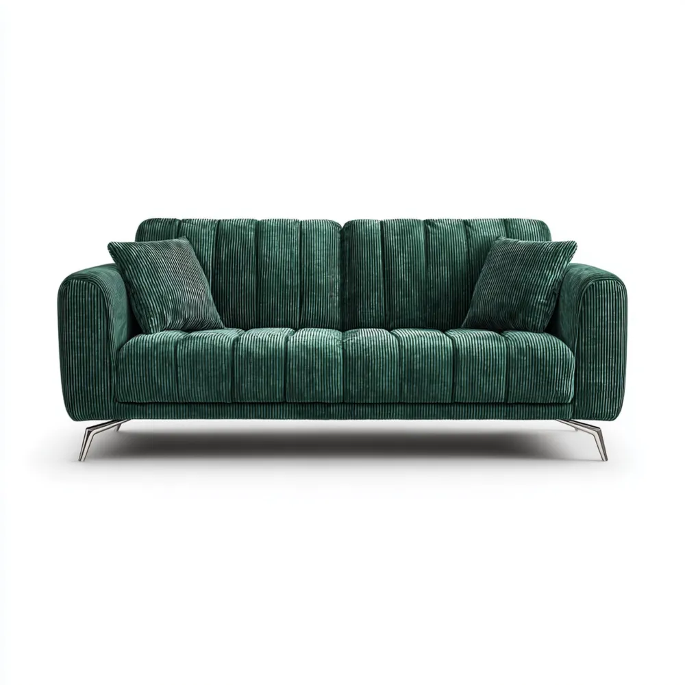 Canapé 2 places en velours côtelé Vert 150x90x85 cm - Design moderne