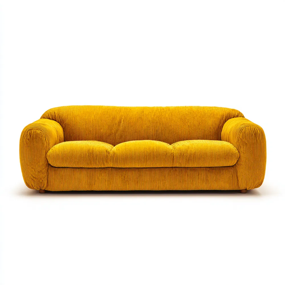 Canapé 3 places Velours côtelé 220x90x85 cm – Jaune – Design contemporain