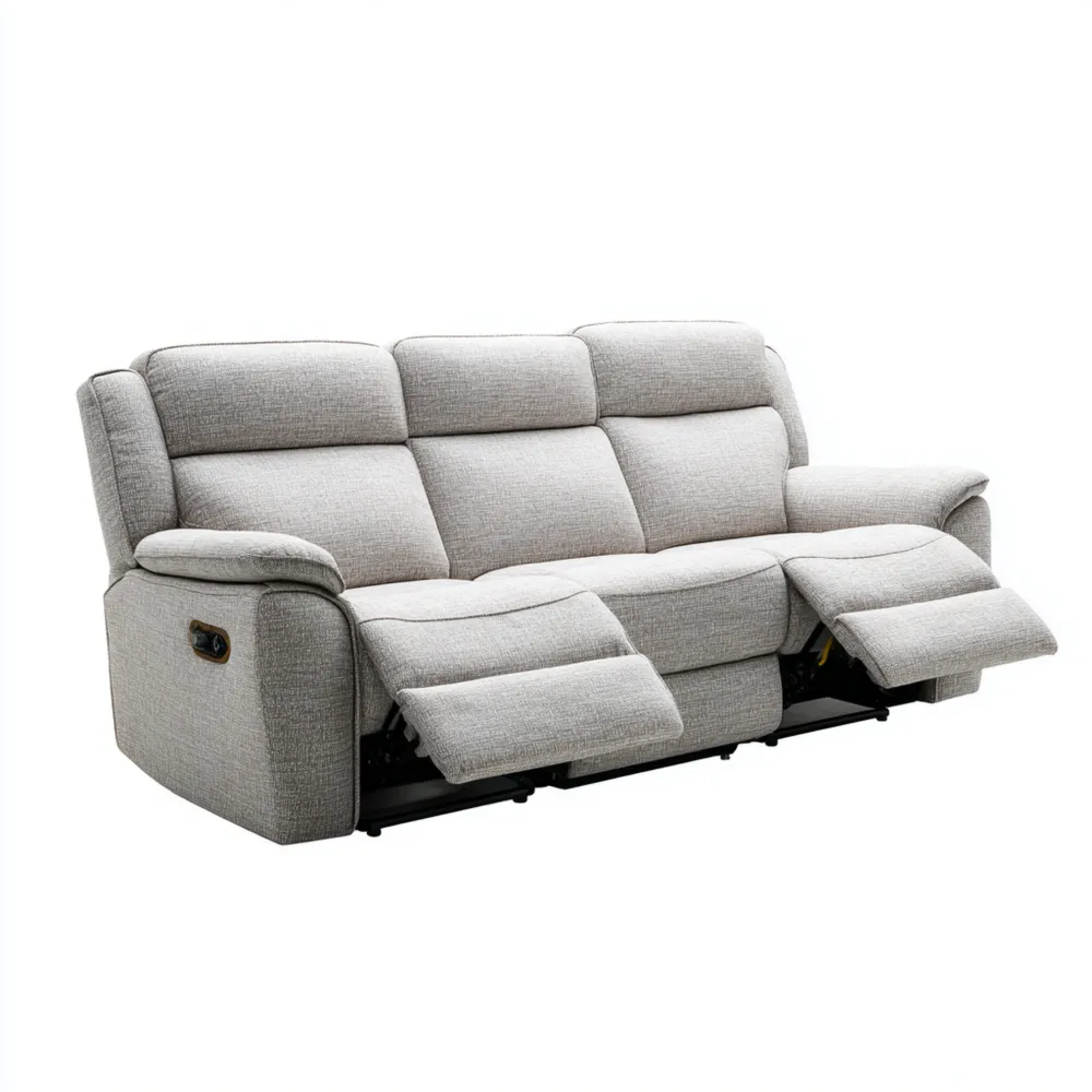 Canapé 3 places inclinable en tissu 200x85x100 cm - Gris Clair - Design moderne