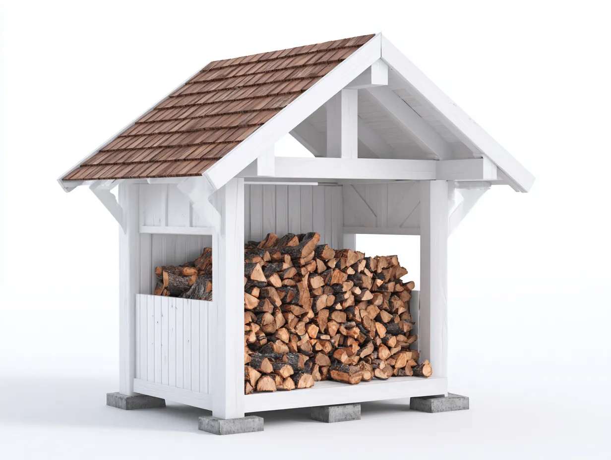 Portalegna - Legno - 155x70x185 cm - Bianco-Naturale - Stile classico-Loftgetbay