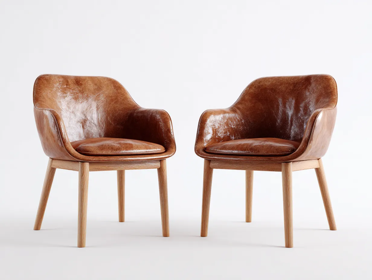 Sedia da pranzo - pelle sintetica-legno - 57x55x80 cm - Marrone - stile moderno-Loftgetbay