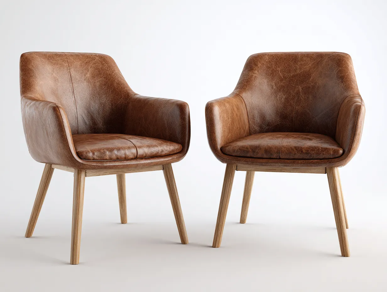 Sedia da pranzo - pelle sintetica-legno - 56x54x79 cm - Marrone - design moderno-Loftgetbay