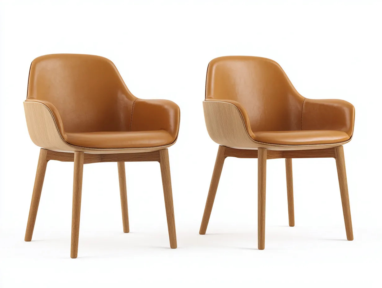 Sedia da pranzo - pelle sintetica-legno - 58x56x81 cm - Marrone chiaro - stile moderno-Loftgetbay