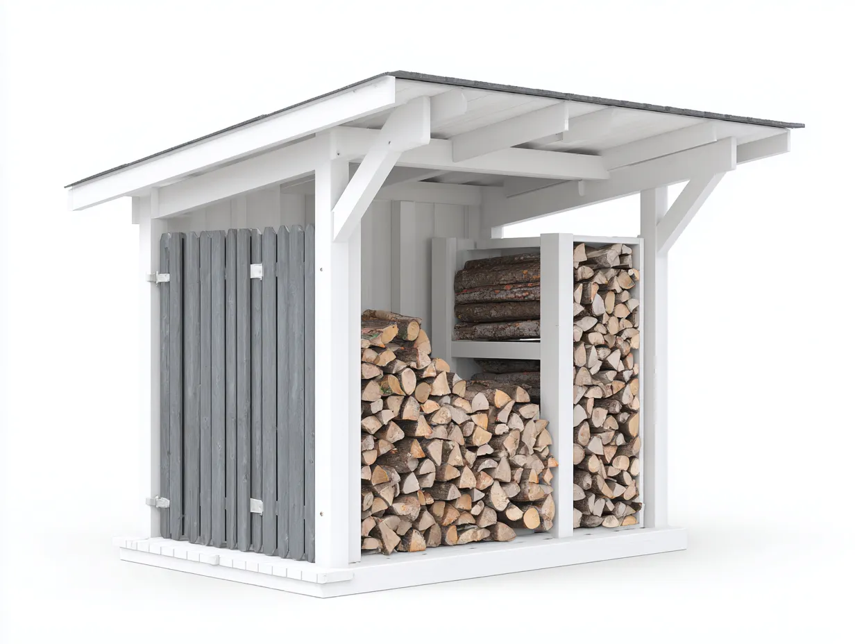 Portalegna - Legno - 175x85x190 cm - Bianco-Grigio-Naturale - Stile nordico-Loftgetbay