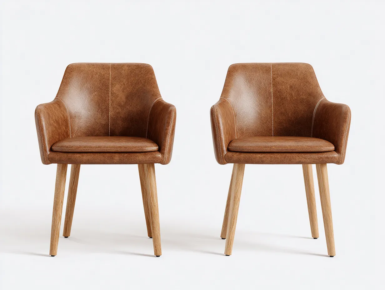 Sedia da pranzo - pelle sintetica-legno - 55x52x78 cm - Marrone - design moderno-Loftgetbay