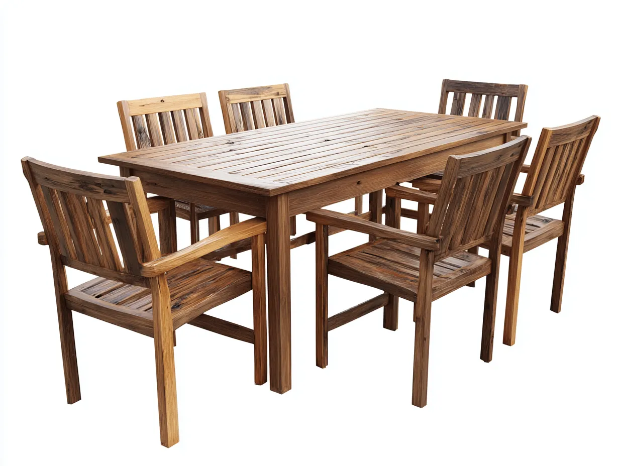 Set da pranzo da esterno-legno-190x90x75 cm-Naturale-design rustico-Loftgetbay