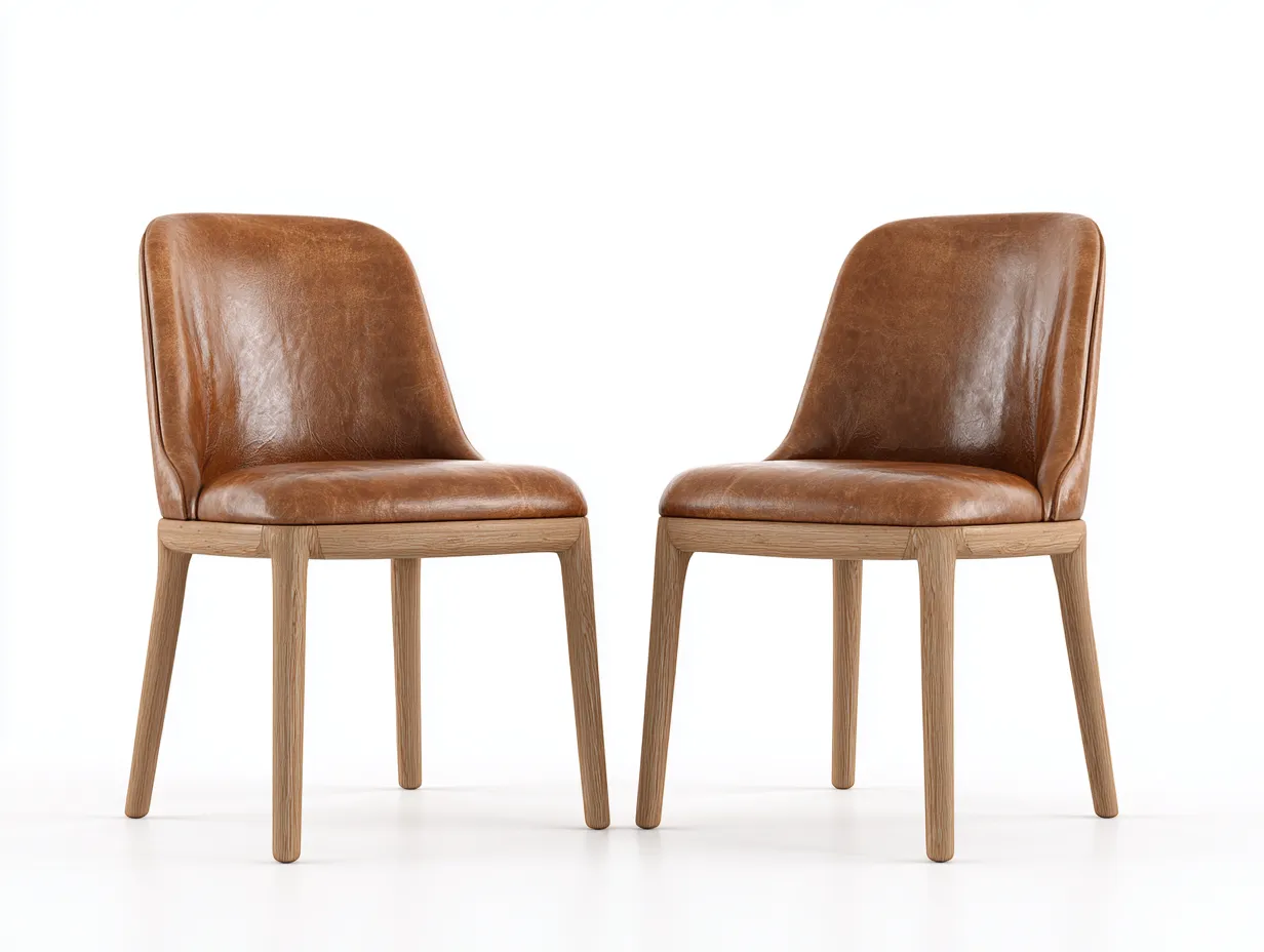 Sedia da pranzo - pelle sintetica-legno - 50x54x78 cm - Marrone - stile moderno-Loftgetbay