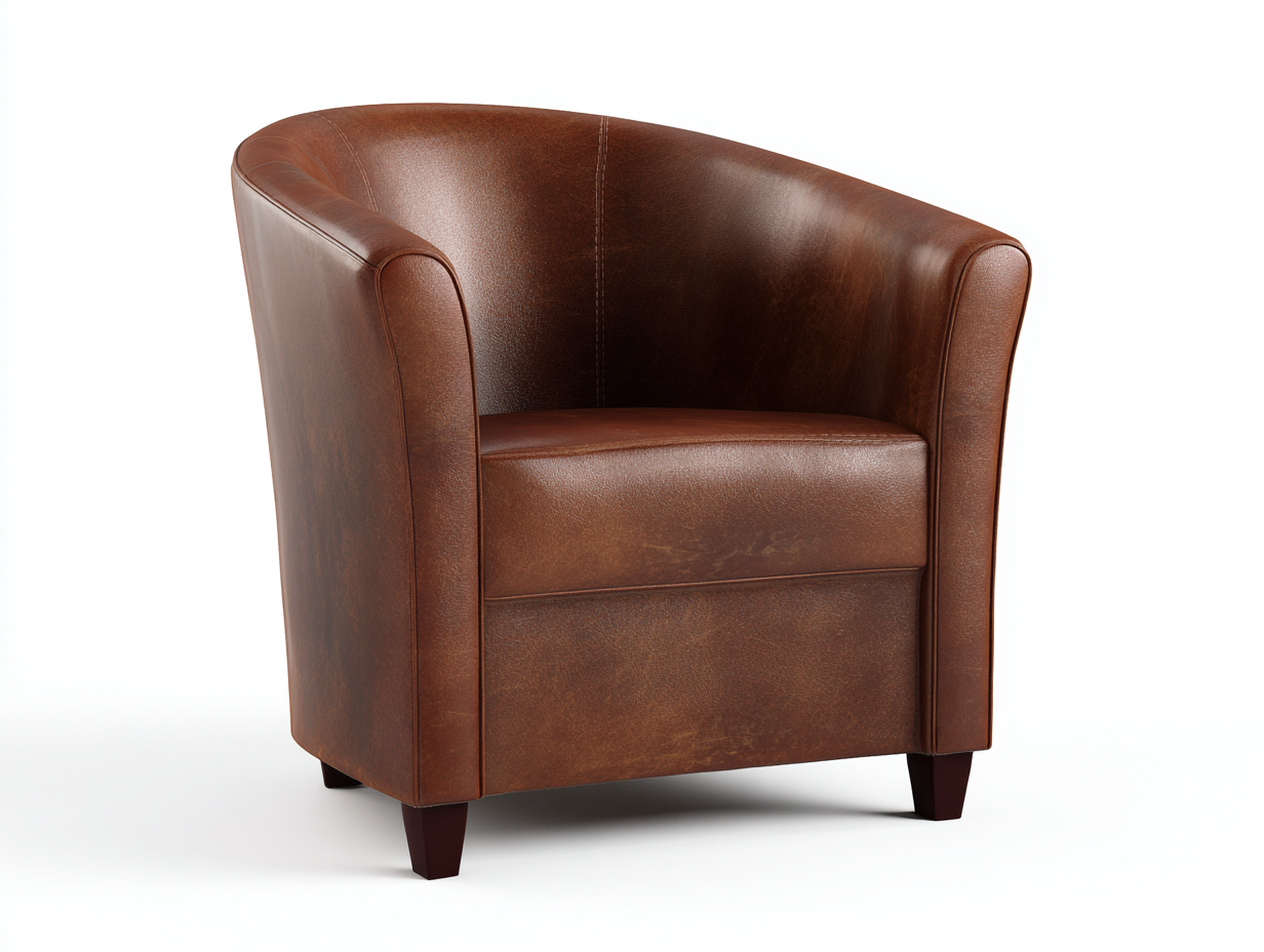 Sillón de piel-Piel natural-84x79x76 cm-Marrón-Estilo clásico para salón-Casauploft