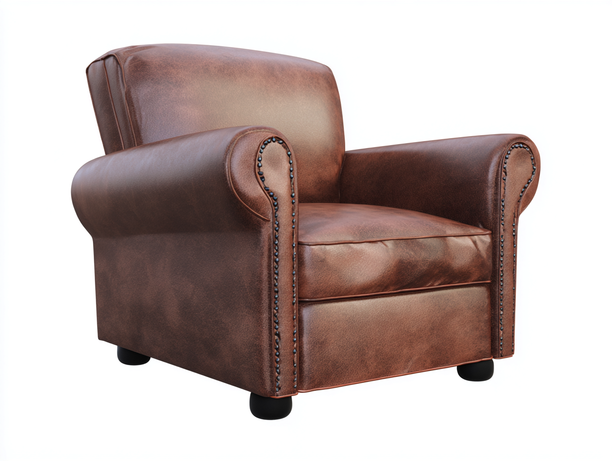 Sillón de piel-Piel natural-87x83x80 cm-Marrón-Estilo clásico con remaches para salón-Casauploft