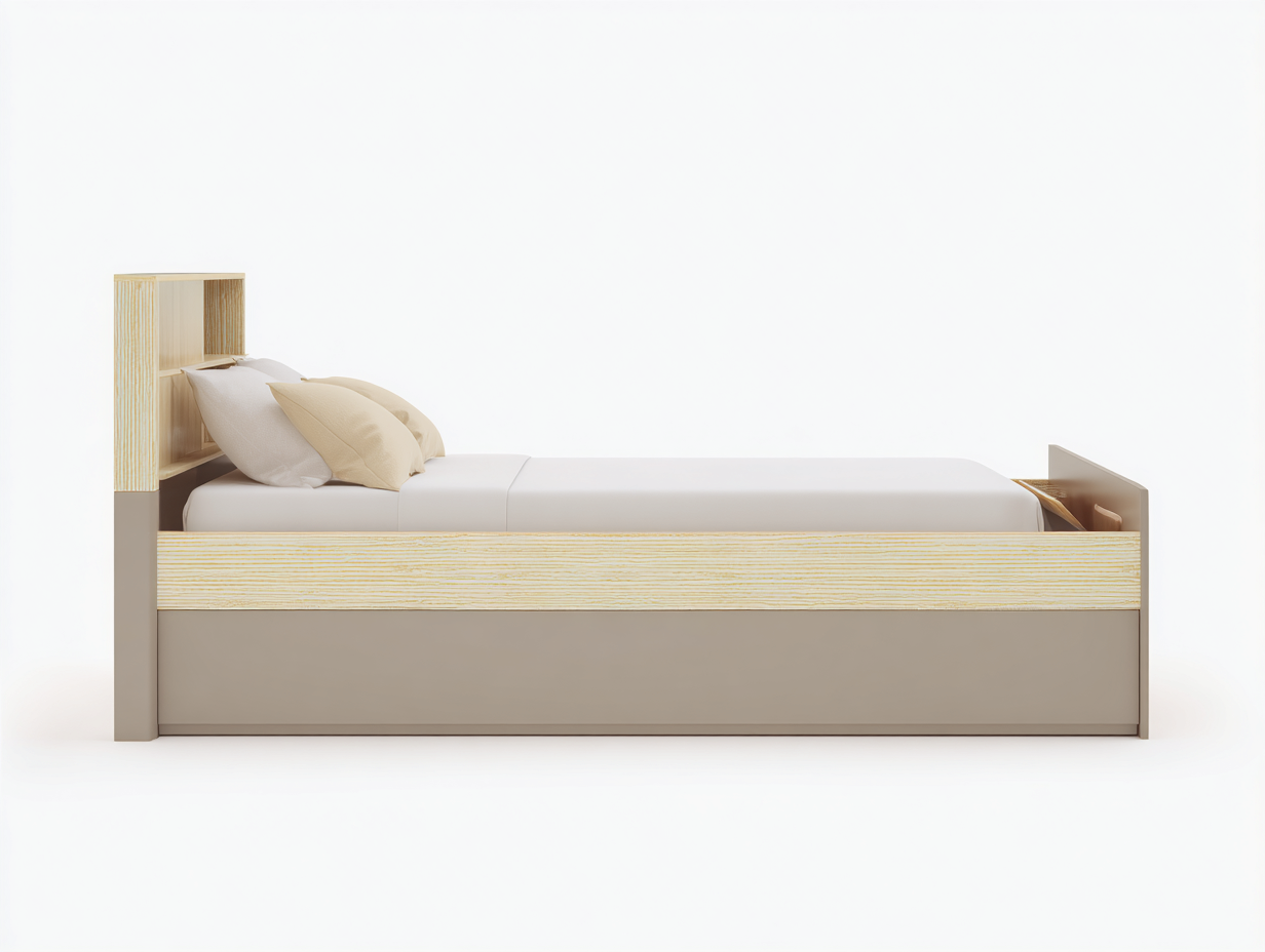 Camas individuales-madera-200x90x88 cm-Beige/Gris-estilo moderno funcional-Casauploft