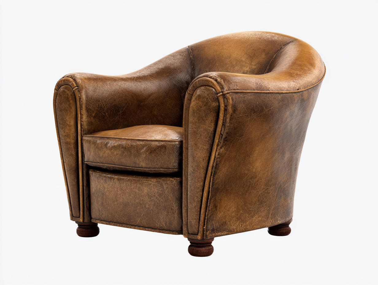 Sillón de piel-Piel natural-88x82x78 cm-Marrón vintage-Estilo retro para salón-Casauploft