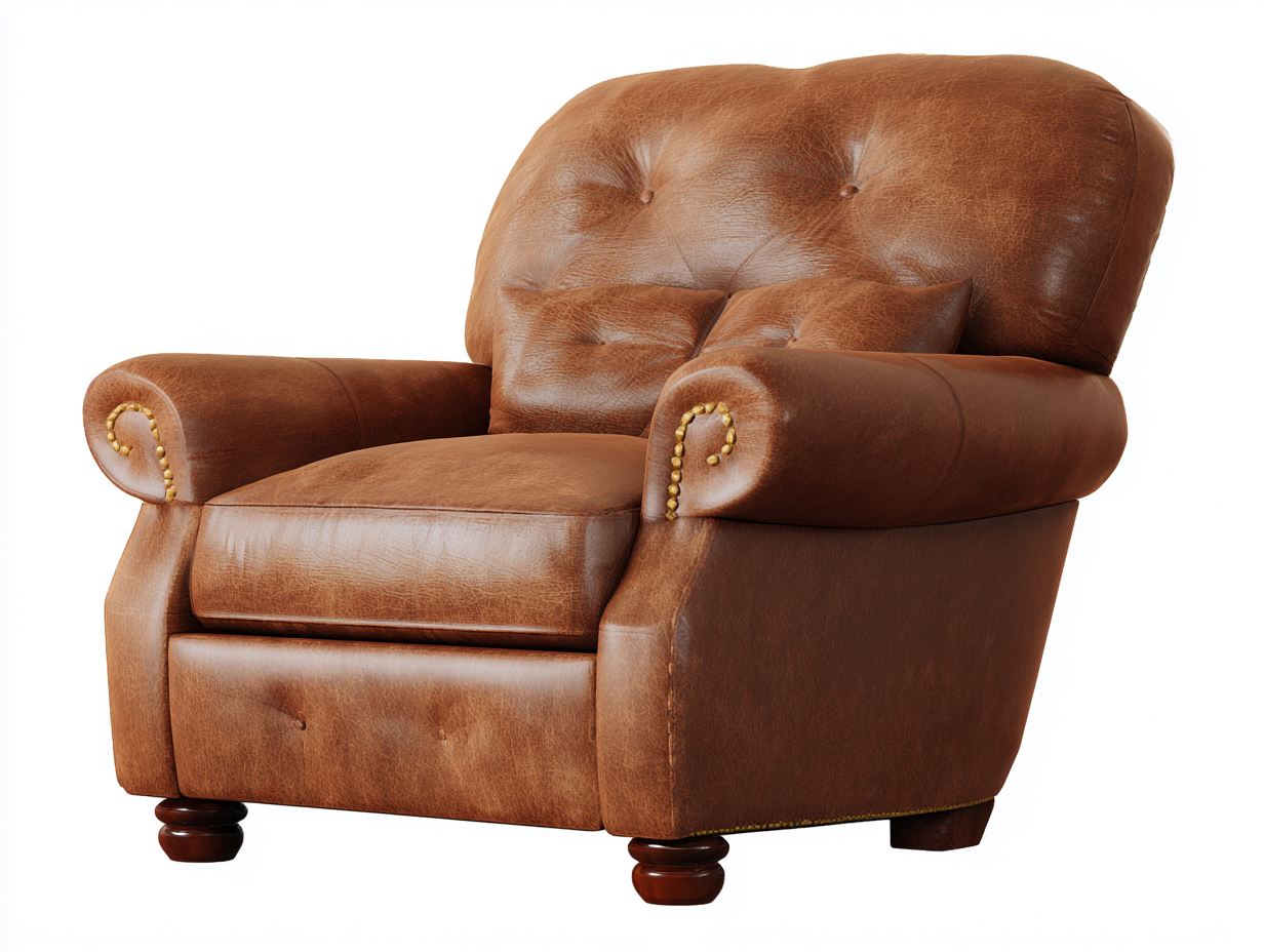 Sillón de piel-Piel natural-92x86x82 cm-Marrón-Estilo clásico acolchado para salón-Casauploft