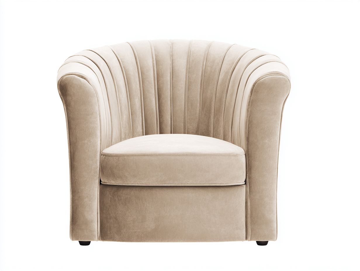 Sillón de tela-Tela aterciopelada-90x86x84 cm-Beige-Estilo elegante para salón-Casauploft