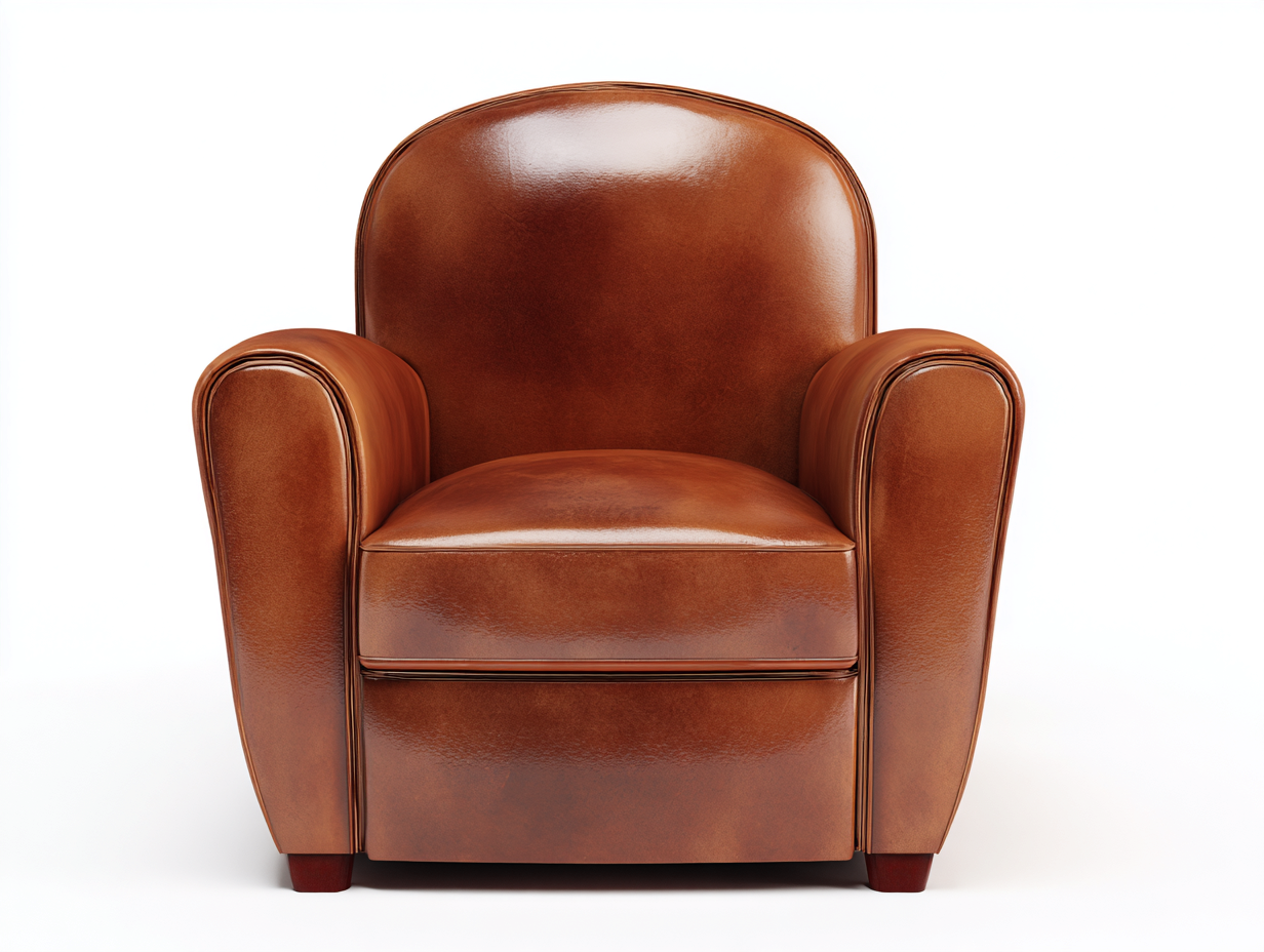 Sillón de piel-Piel natural-85x80x75 cm-Marrón-Estilo clásico para salón-Casauploft