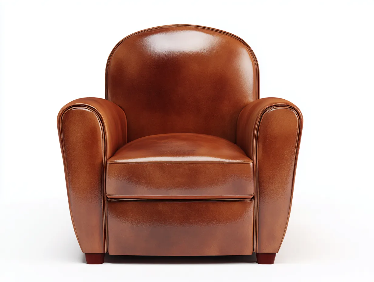 Sillón de piel-Piel natural-85x80x75 cm-Marrón-Estilo clásico para salón-Casauploft